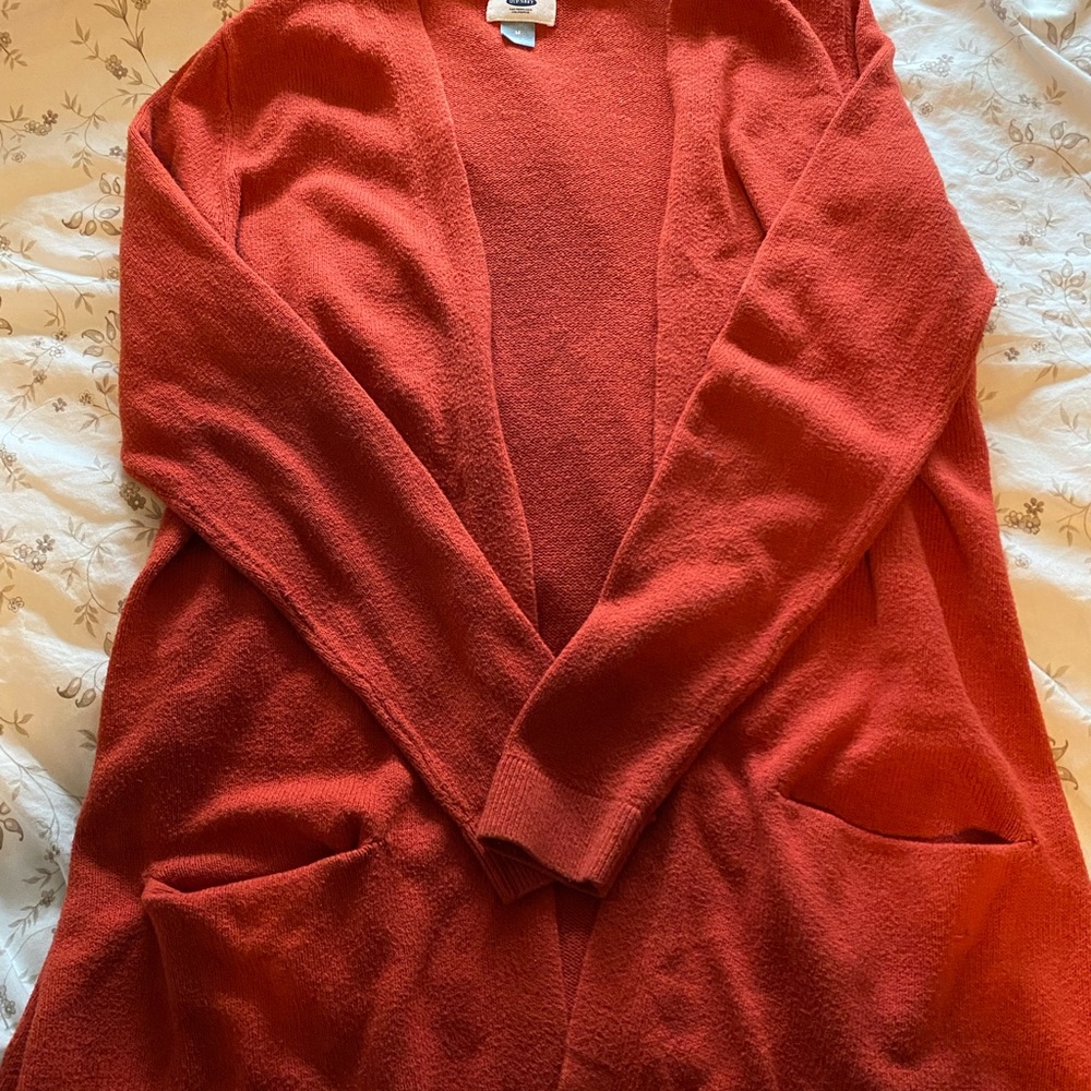 Red sweater cardigan